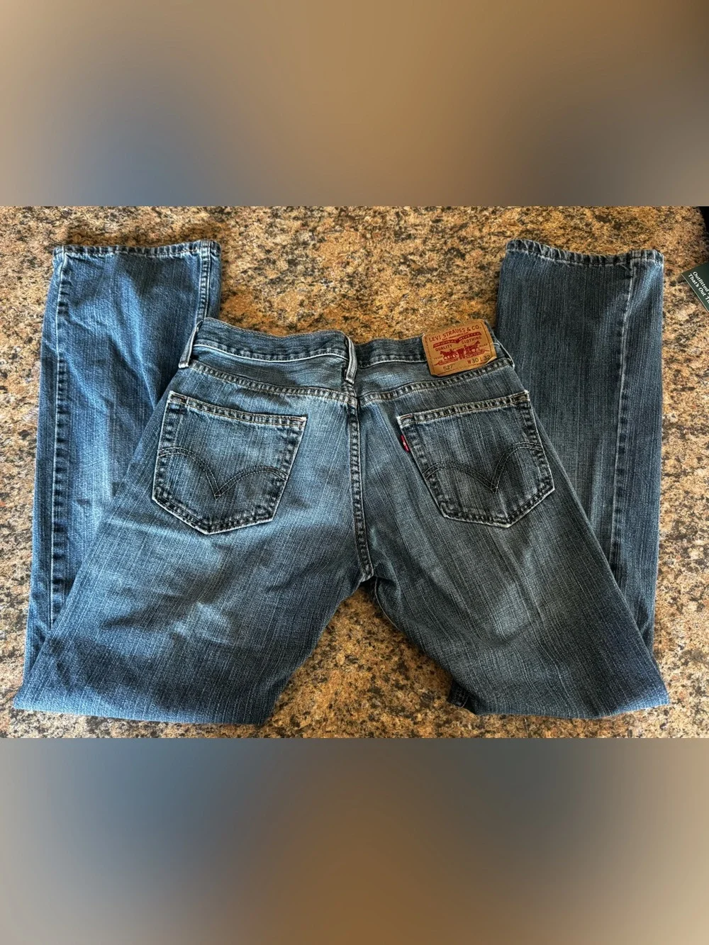 Levi's 527 Jeans Mens 30x32 Blue Slim Bootcut Stretch Denim Medium Wash Distress